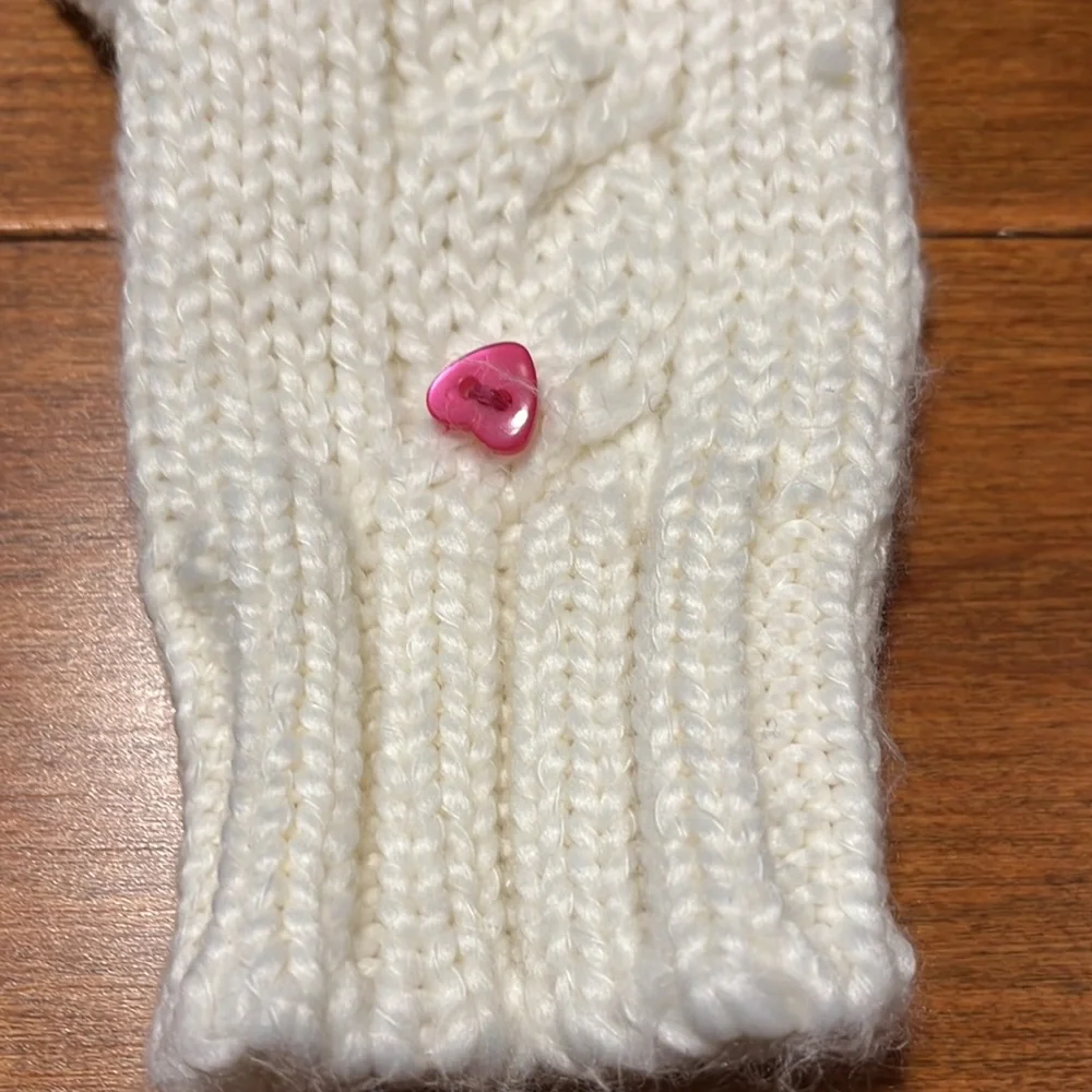 Winter white gloves mittens cable knit